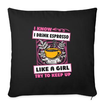 Coffee Espresso Funny - Sofa pillowcase 17,3'' x 17,3'' (45 x 45 cm) - black - Front