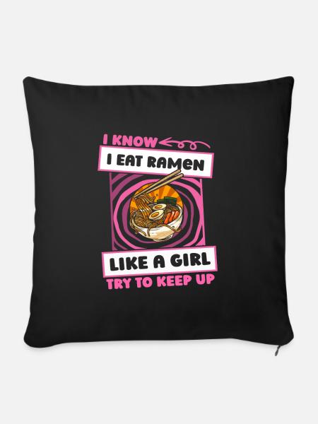 Ramen Lustig - Sofakissenbezug 45 x 45 cm - Schwarz