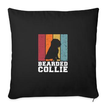 Collie barbu - Housse de coussin décorative 45 x 45 cm - noir - Devant