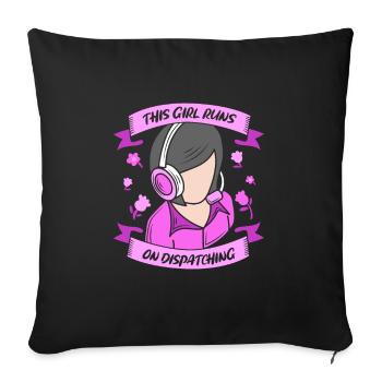 Casque d’opération du centre de contrôle des appels d’urgence - Housse de coussin décorative 45 x 45 cm - noir - Devant