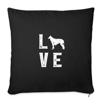 Borzoi Love - Sofakissenbezug 45 x 45 cm - Schwarz - Vorne
