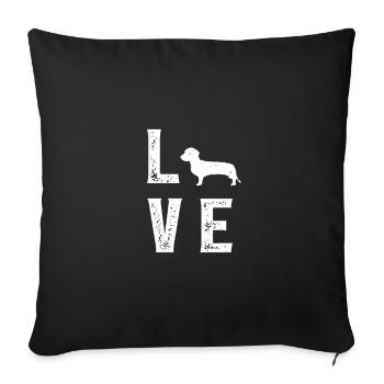 teckel aux cheveux métalliques Amour - Housse de coussin décorative 45 x 45 cm - noir - Devant