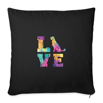 Golden Retriever Love - Sofa pillowcase 17,3'' x 17,3'' (45 x 45 cm) - black - Front