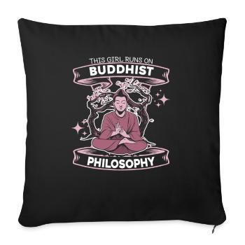 Bouddha bouddhiste drôle - Housse de coussin décorative 45 x 45 cm - noir - Devant