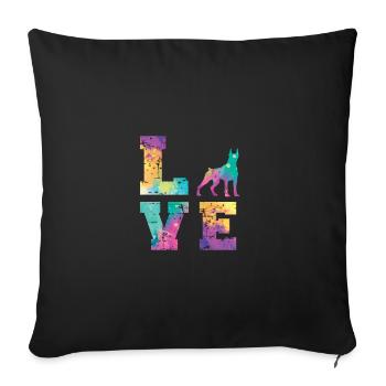 Amour de doberman - Housse de coussin décorative 45 x 45 cm - noir - Devant