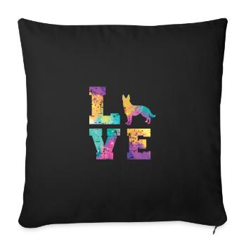 German shepherd Love - Sofa pillowcase 17,3'' x 17,3'' (45 x 45 cm) - black - Front