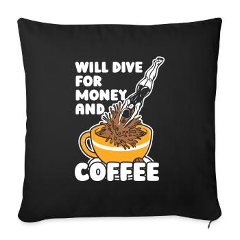 Plongée Plongeur Café Commercial Plongée - Housse de coussin décorative 45 x 45 cm - noir - Devant
