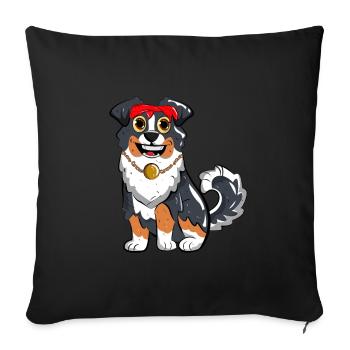 Australian Shepherd - Sofa pillowcase 17,3'' x 17,3'' (45 x 45 cm) - black - Front