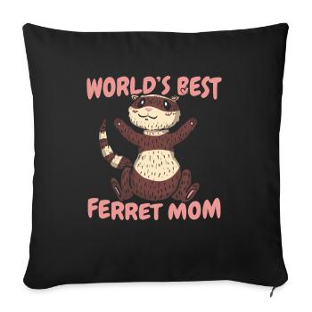 Ferret polecat mother - Sofa pillowcase 17,3'' x 17,3'' (45 x 45 cm) - black - Front