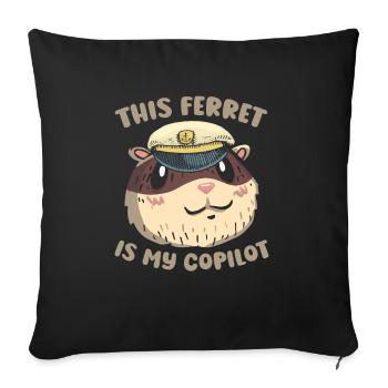 Ferret polecat co-pilot - Sofa pillowcase 17,3'' x 17,3'' (45 x 45 cm) - black - Front