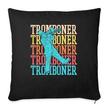 Spielmannszug Trombone drôle - Housse de coussin décorative 45 x 45 cm - noir - Devant