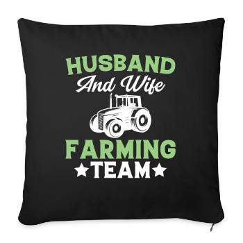 Husband and Wife Farming Team - Sofa pillowcase 17,3'' x 17,3'' (45 x 45 cm) - black - Front