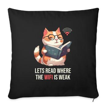 Book, Bookworm, Bookworm, Cat, Book Fairy - Sofa pillowcase 17,3'' x 17,3'' (45 x 45 cm) - black - Front