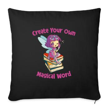 Book Bookworm Bookworm Magic Book Fairy - Sofa pillowcase 17,3'' x 17,3'' (45 x 45 cm) - black - Front