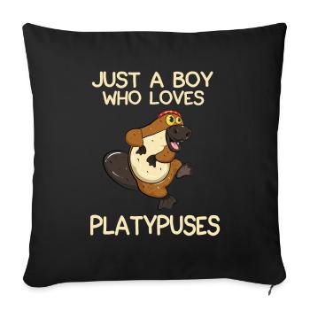 Just A Boy Who Loves Platypuses - Sofa pillowcase 17,3'' x 17,3'' (45 x 45 cm) - black - Front