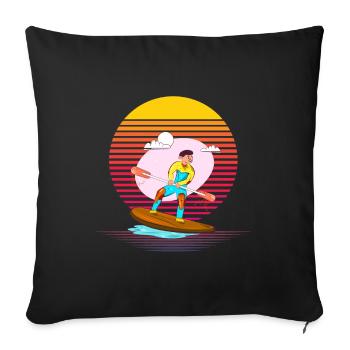 Paddleboarding Vapor - Sofa pillowcase 17,3'' x 17,3'' (45 x 45 cm) - black - Front