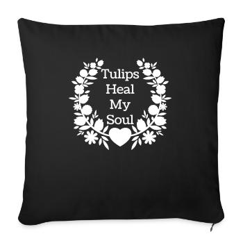 Tulips Tulips - Sofa pillowcase 17,3'' x 17,3'' (45 x 45 cm) - black - Front