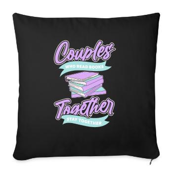 Book Bookworm Bookworm Couple - Sofa pillowcase 17,3'' x 17,3'' (45 x 45 cm) - black - Front