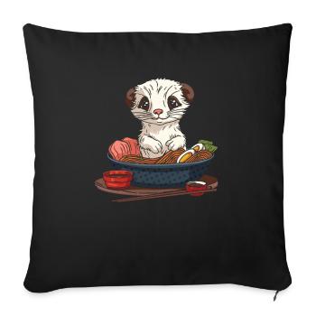 Ferret polecat ramen - Sofa pillowcase 17,3'' x 17,3'' (45 x 45 cm) - black - Front