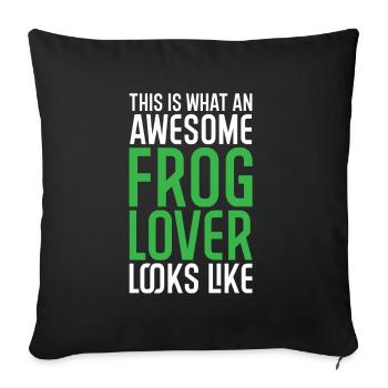 This is what a great frog lover looks like - Sofa pillowcase 17,3'' x 17,3'' (45 x 45 cm) - black - Front