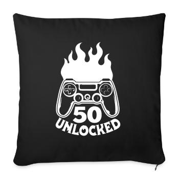 Gamer Gaming Birthday Level 50 Unlocked - Sofa pillowcase 17,3'' x 17,3'' (45 x 45 cm) - black - Front