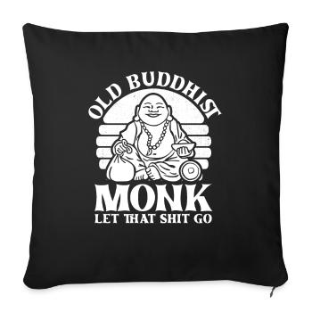 Bouddha moine bouddhiste - Housse de coussin décorative 45 x 45 cm - noir - Devant