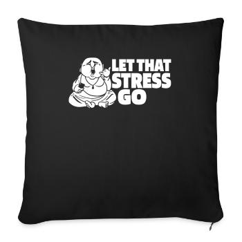 Bouddha Bouddha bouddhiste, lâche la merde - Housse de coussin décorative 45 x 45 cm - noir - Devant