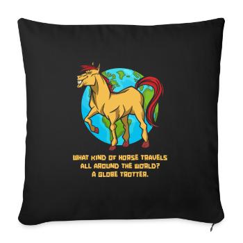 Pferd Reitsport Witzig Ausdauerreiten - Sofakissenbezug 45 x 45 cm - Schwarz - Vorne