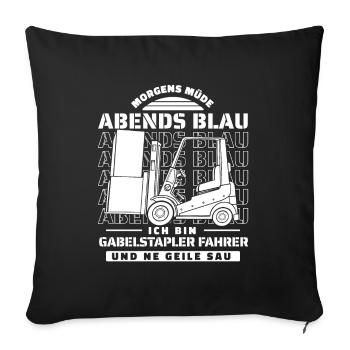 Gabelstapler Staplerfahrer - Sofakissenbezug 45 x 45 cm - Schwarz - Vorne