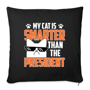 Mon chat est plus intelligent que le président - Housse de coussin décorative 45 x 45 cm - noir - Devant