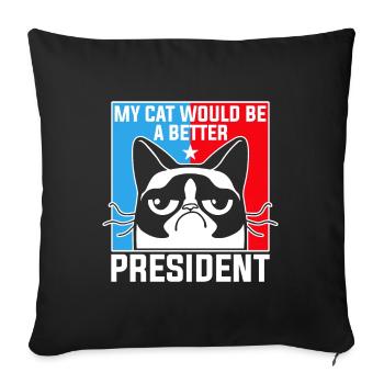 Mon chat serait un meilleur président - Housse de coussin décorative 45 x 45 cm - noir - Devant