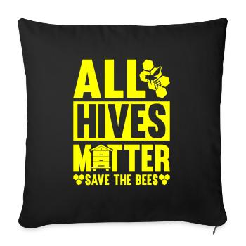Jardinier amateur jardin ruche abeilles - Housse de coussin décorative 45 x 45 cm - noir - Devant