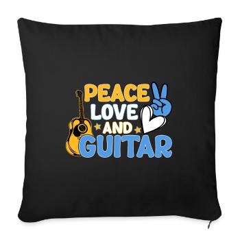 Peace, Love and Guitar - Sofa pillowcase 17,3'' x 17,3'' (45 x 45 cm) - black - Front