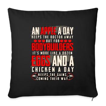 An Apple A Day Keeps The Doctor Away - Sofa pillowcase 17,3'' x 17,3'' (45 x 45 cm) - black - Front