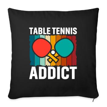 Accro au tennis de table - Housse de coussin décorative 45 x 45 cm - noir - Devant