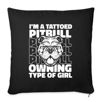 Pitbull Tattooed Pitbull Ban - Sofa pillowcase 17,3'' x 17,3'' (45 x 45 cm) - black - Front
