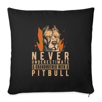 Pitbull Grandma Pitbull Ban - Sofa pillowcase 17,3'' x 17,3'' (45 x 45 cm) - black - Front