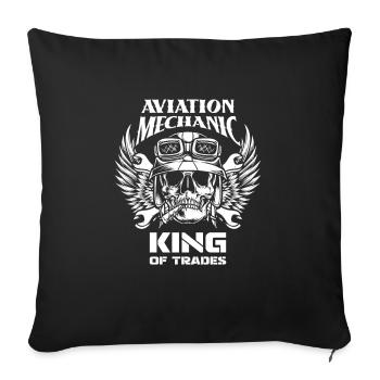Flugzeug Mechaniker Schädel - Sofakissenbezug 45 x 45 cm - Schwarz - Vorne