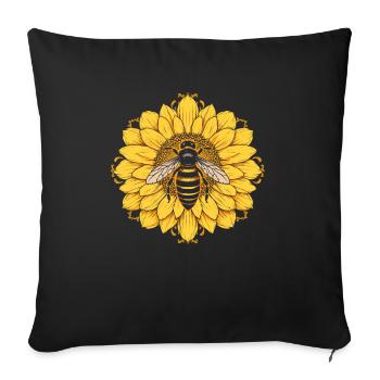 Hobby gardener garden sunflower garden bees - Sofa pillowcase 17,3'' x 17,3'' (45 x 45 cm) - black - Front