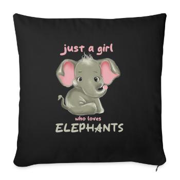 Just A Girl Who Loves Elephants - Sofa pillowcase 17,3'' x 17,3'' (45 x 45 cm) - black - Front