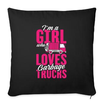 Camionneur Camionneur Camionneur Camionneur Camion à ordures - Housse de coussin décorative 45 x 45 cm - noir - Devant
