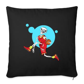 Skeleton Playing Basketball - Sofa pillowcase 17,3'' x 17,3'' (45 x 45 cm) - black - Front