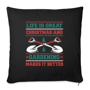 Jardin jardinier amateur Noël dans le jardin - Housse de coussin décorative 45 x 45 cm - noir - Devant
