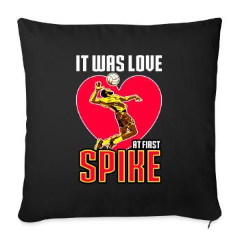 Volleyball It Was Love At First Spike - Sofa pillowcase 17,3'' x 17,3'' (45 x 45 cm) - black - Front