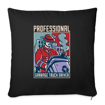 Truck Driver Trucker Truck Driver Professional - Sofa pillowcase 17,3'' x 17,3'' (45 x 45 cm) - black - Front