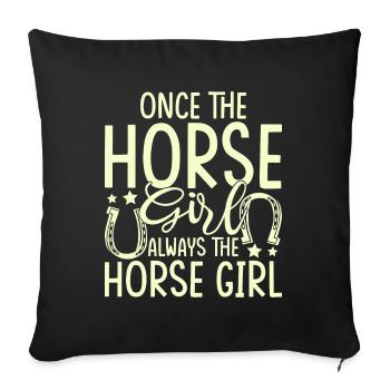 Une fois la fille de cheval, toujours la fille de cheval - Housse de coussin décorative 45 x 45 cm - noir - Devant