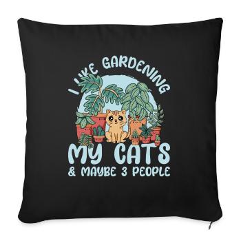 Hobby Gardener Garden Cute Garden Cat - Housse de coussin décorative 45 x 45 cm - noir - Devant