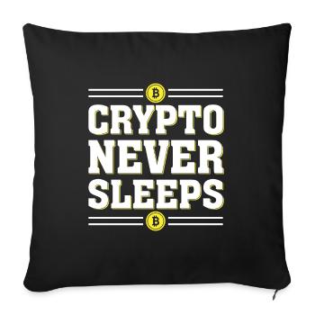 Crypto Never Sleeps - Sofa pillowcase 17,3'' x 17,3'' (45 x 45 cm) - black - Front