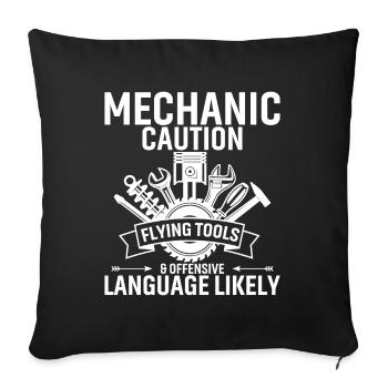 Mécanique Attention Outils volants - Housse de coussin décorative 45 x 45 cm - noir - Devant