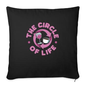 Café Café Café Vin Le Cercle De La Vie - Housse de coussin décorative 45 x 45 cm - noir - Devant